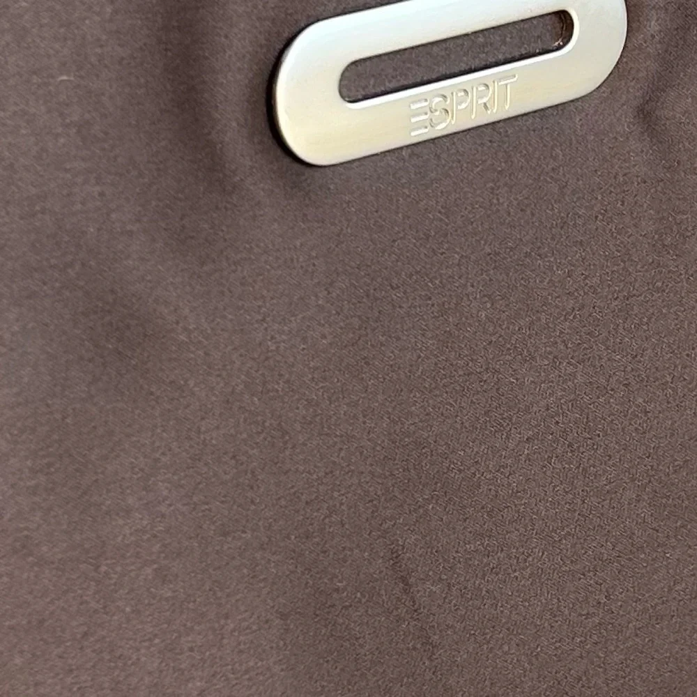 ESPRIT VINTAGE 90’s Women’s Minimalist Shoulder Bag Satin-Like Rich Brown Silver